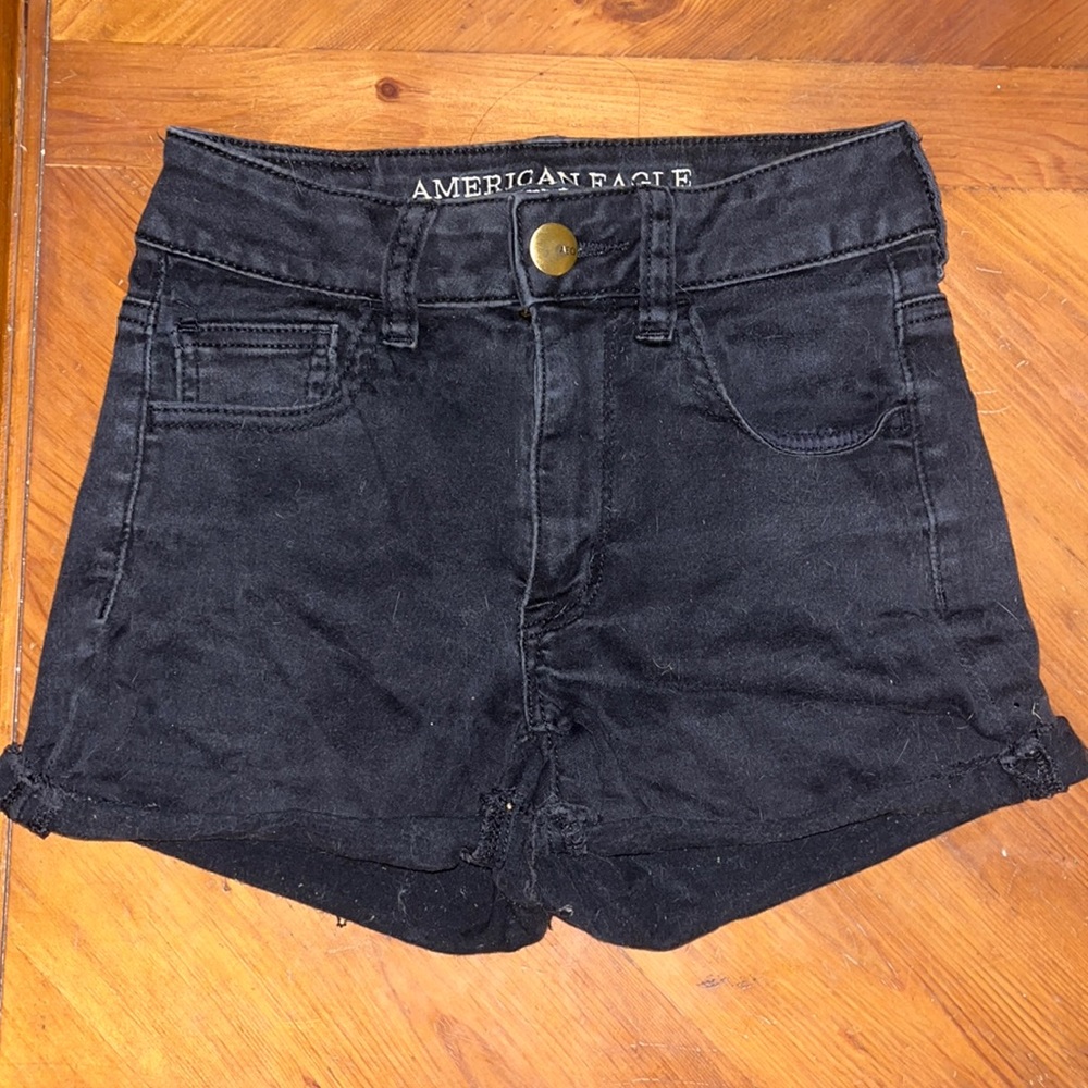 American Eagle Outfitters High Waist Black Denim Shorts